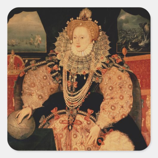 Elizabeth I, Armada portret, c.1588 Vierkante Sticker (Voorkant)