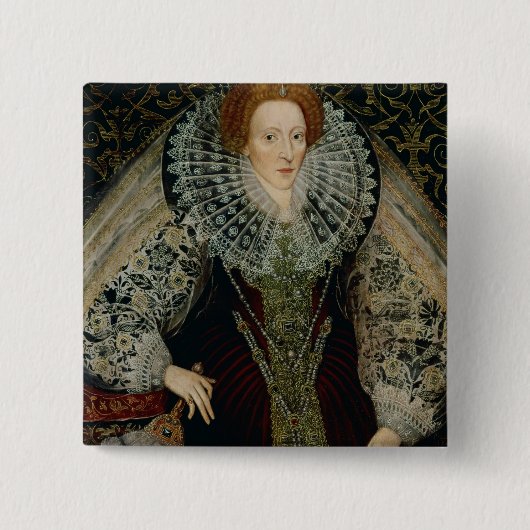 Elizabeth I, c.1585-90 Vierkante Button 5,1 Cm (Voorkant)