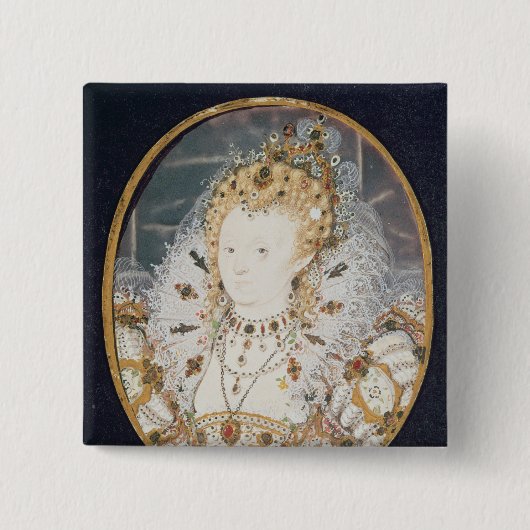 Elizabeth I, c.1595-1600 Vierkante Button 5,1 Cm (Voorkant)