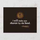 Elizabeth I Citaat over Beheading Briefkaart (Voorkant)