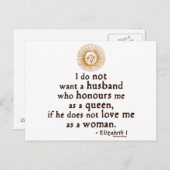 Elizabeth I Citaat over echtgenoot Briefkaart (Voorkant / Achterkant)