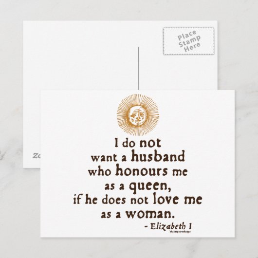 Elizabeth I Citaat over echtgenoot Briefkaart (Voorkant / Achterkant)