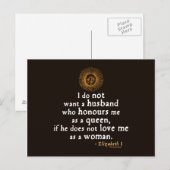 Elizabeth I Citaat over echtgenoot Briefkaart (Voorkant / Achterkant)