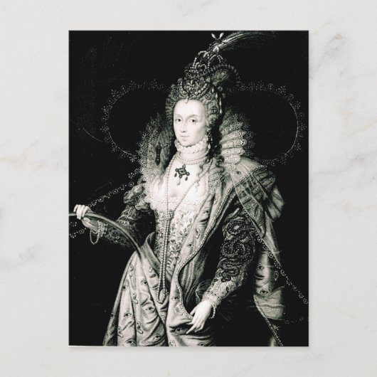 Elizabeth I, getekend door W.Derby en gegraveerd d Briefkaart (Voorkant)