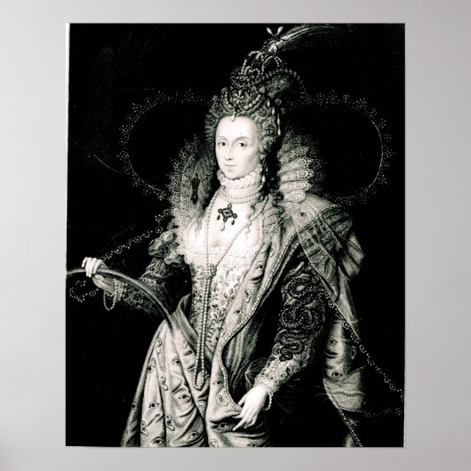 Elizabeth I, getekend door W.Derby en gegraveerd d Poster (Voorkant)