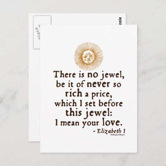 Elizabeth I "Golden Speech"-citaat Briefkaart (Voorkant / Achterkant)