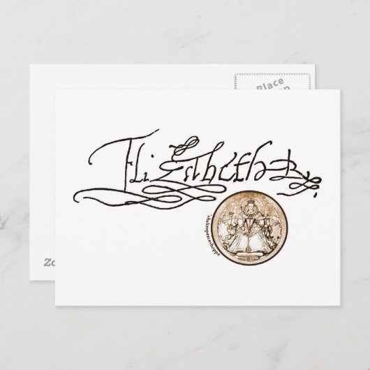 Elizabeth I Signature (Versie 1) Briefkaart (Voorkant / Achterkant)