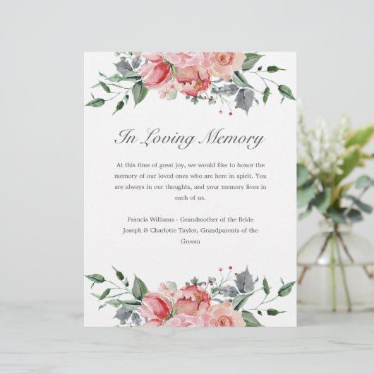 Elizabeth in Loving Memory Wedding Sign (Staand voorkant)