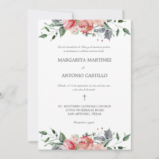 Elizabeth Invitacion de Boda Catolica Wedding Kaart (Voorkant)