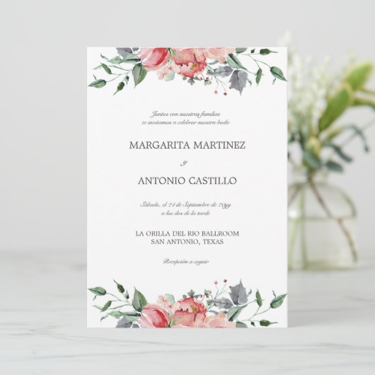 Elizabeth Invitaciones de Boda Elegantes Wedding Kaart (Staand voorkant)