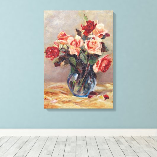 Elizabeth J. Grafin von Attems Stilllife met Ros Canvas Afdruk (Insitu (Houten vloer))