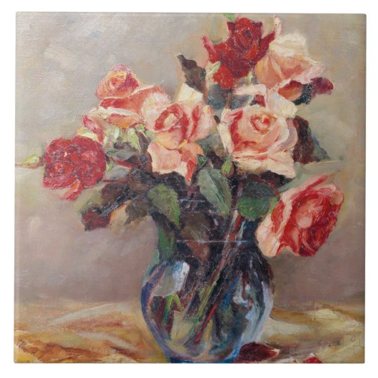 Elizabeth J. Grafin von Attems Stilllife met Ros Tegeltje (Voorkant)