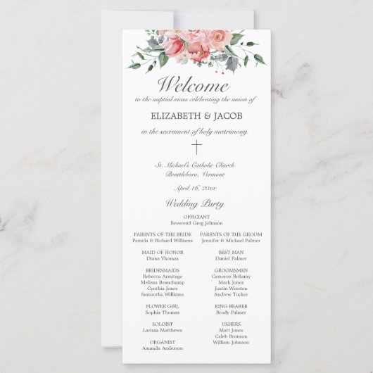 Elizabeth Katholiek Wedding Programma met Massa (Voorkant)