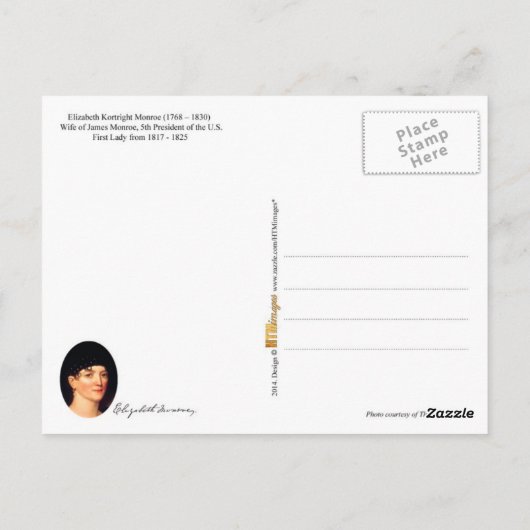 Elizabeth Monroe, First Lady of the U.S. Briefkaart (Achterkant)