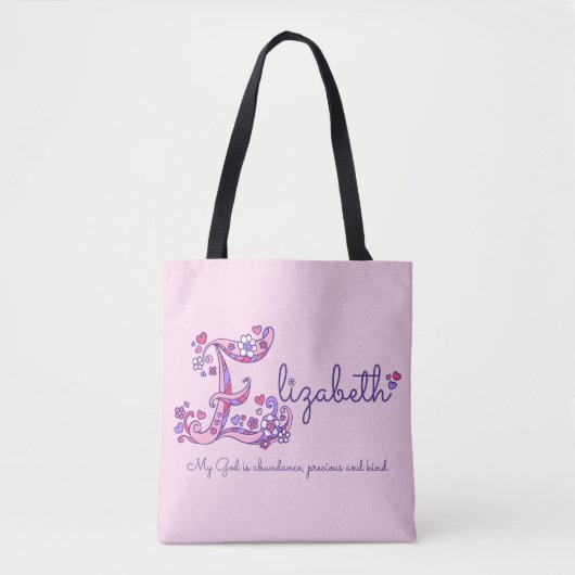 Elizabeth-naam en betekenis monogram zak tote bag (Voorkant)