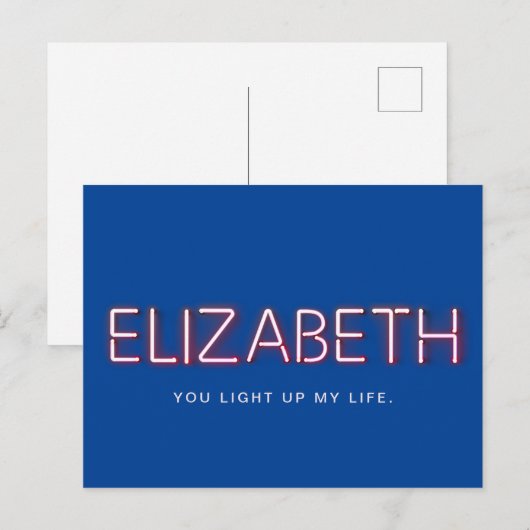 Elizabeth naam in gloeiende neonlampen briefkaart (Voorkant / Achterkant)