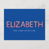 Elizabeth naam in gloeiende neonlampen briefkaart (Voorkant)