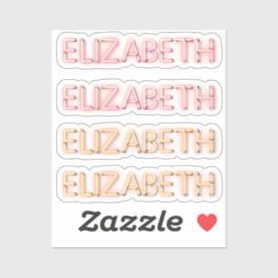 Elizabeth naam in gloeiende neonlampen x4 sticker