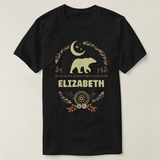 Elizabeth Name Boho Floral Personalized Mama Bear T-shirt (Design voorkant)