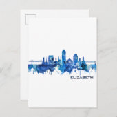 Elizabeth New Jersey Skyline Blue Uitnodiging Briefkaart (Voorkant / Achterkant)