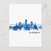 Elizabeth New Jersey Skyline Blue Uitnodiging Briefkaart (Voorkant)