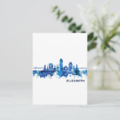 Elizabeth New Jersey Skyline Blue Uitnodiging Briefkaart (Staand voorkant)