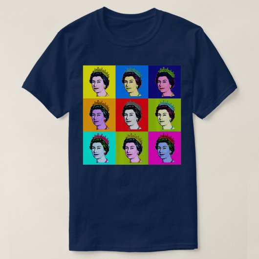 Elizabeth Nine Square Tiles Pop Art Queen of Engla T-shirt (Design voorkant)