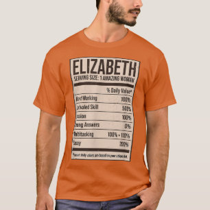 Elizabeth Nutrition Facts Name Nickname Alias Titl T-shirt