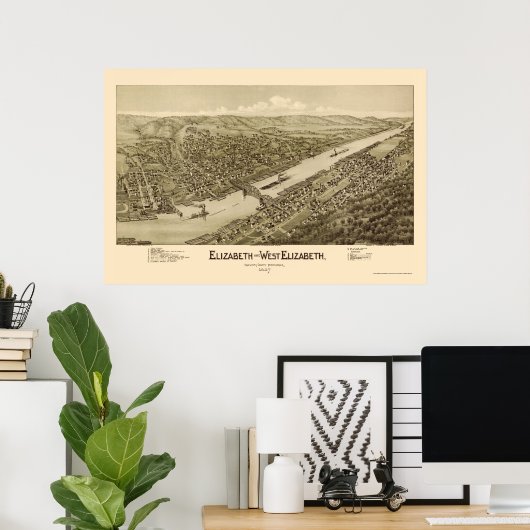Elizabeth, PA Panorama - 1897 Poster (Thuiskantoor)