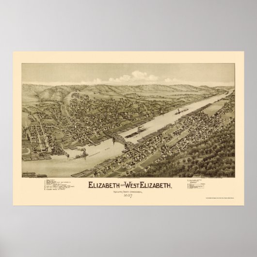 Elizabeth, PA Panorama - 1897 Poster (Voorkant)