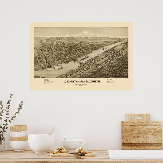 Elizabeth, PA Panorama - 1897 Poster (Keuken)