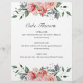 Elizabeth Pink Floral Cake Flavors Wedding Sign (Voorkant)