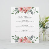 Elizabeth Pink Floral Cake Flavors Wedding Sign (Staand voorkant)