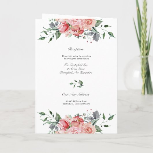 Elizabeth Pink Floral Full Mass katholieke bruilof Programma (Achterkant)