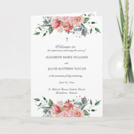 Elizabeth Pink Floral Full Mass katholieke bruilof Programma