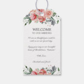 Elizabeth Pink Floral Hotel Gasten Bruiloft Welkom Cadeaulabel (Voorkant)
