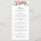 Elizabeth Pink Floral Script Bruiloft Menu (Voorkant)