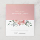 Elizabeth Pink Floral Wedding Place Card Plaatskaartje (Buitenkant ongevouwen)