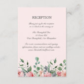 Elizabeth Pink Floral Wedding Reception Informatiekaartje (Voorkant)