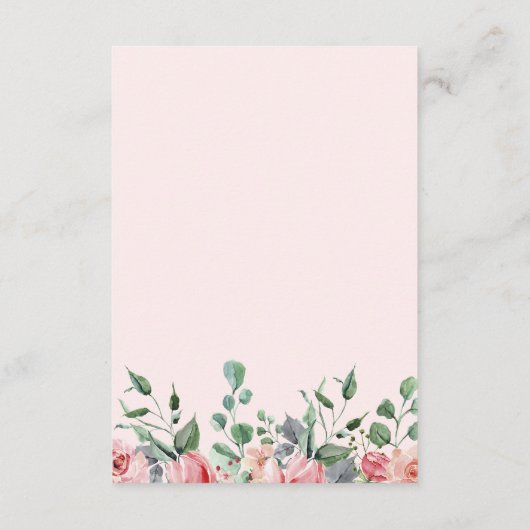 Elizabeth Pink Floral Wedding Reception Informatiekaartje (Achterkant)