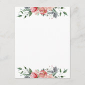 Elizabeth Pink Flowers Calligraphy Wedding Details Informatiekaartje (Achterkant)