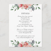 Elizabeth Pink Flowers Calligraphy Wedding Details Informatiekaartje (Voorkant)