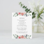 Elizabeth Pink Flowers Calligraphy Wedding Details Informatiekaartje (Staand voorkant)