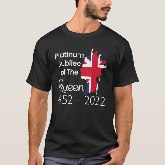 Elizabeth Platinum Jubilee Queen Crown British Fl T-shirt (Voorkant)