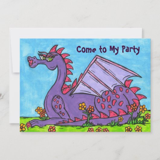 Elizabeth the Dragon Party Invitation Kaart (Voorkant)