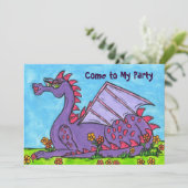 Elizabeth the Dragon Party Invitation Kaart (Staand voorkant)