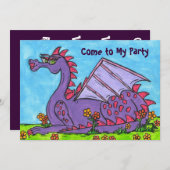 Elizabeth the Dragon Party Invitation Kaart (Voorkant / Achterkant)