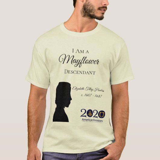 Elizabeth Tilley Mayflower Descendant Mannen T-Shi T-shirt (Voorkant)