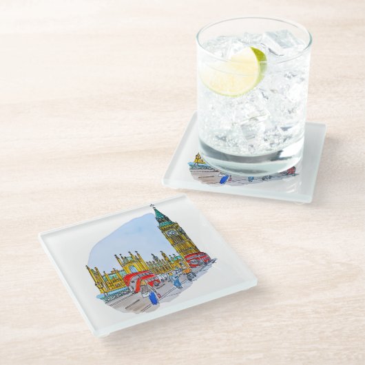 Elizabeth Tower, aka Big Ben Glazen Onderzetter (Schuin)