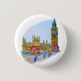 Elizabeth Tower, aka Big Ben Ronde Button 3,2 Cm